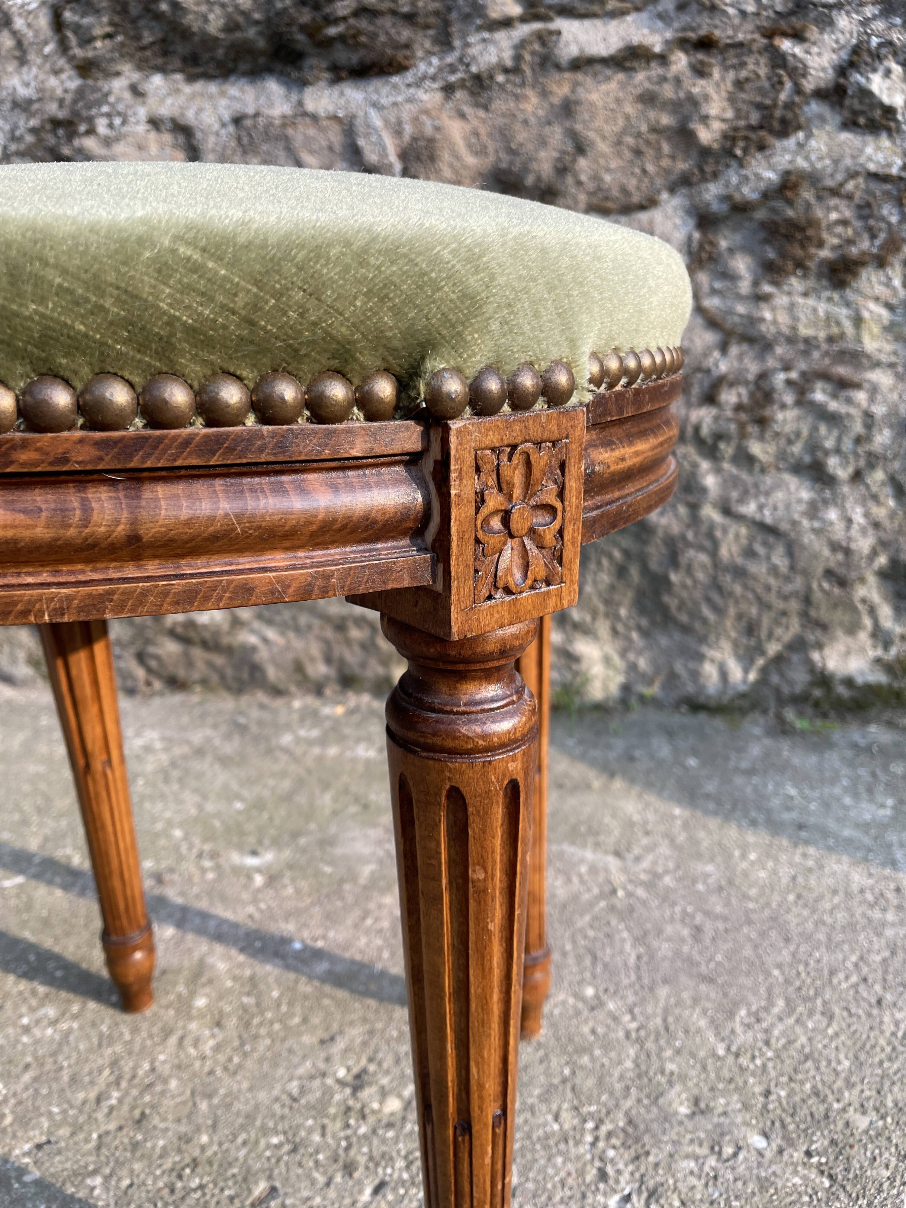 Almond green velvet footrest stool