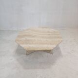 Italian octagon coffee table in travertine, 1980s