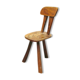 Vintage brutalist wooden tripod chair