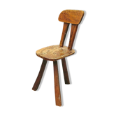 Vintage brutalist wooden tripod chair