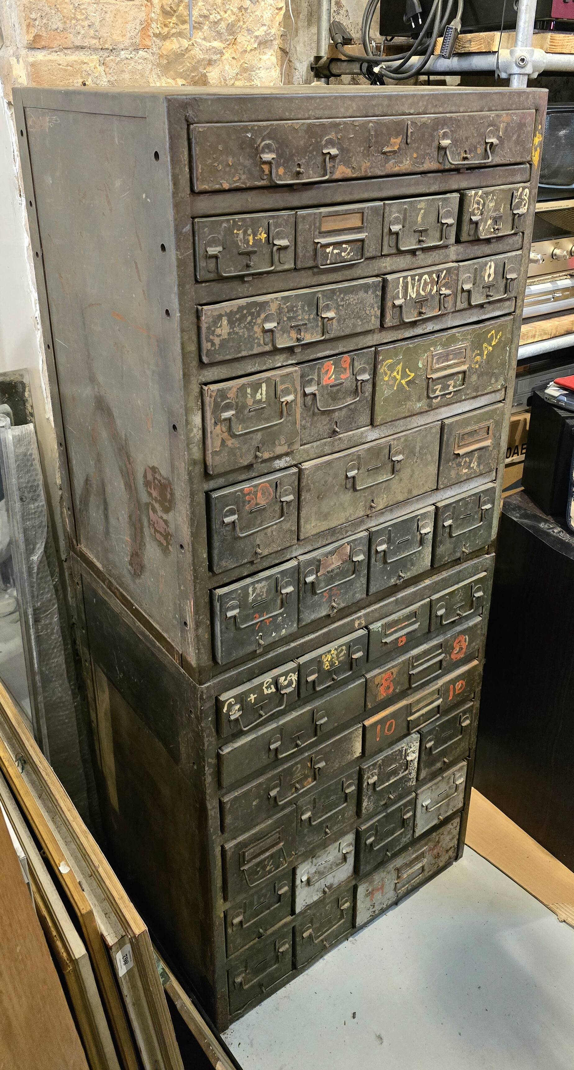 Military establishment - Two metal military mechanic's servants