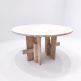 Mid-century modern travertine dining table