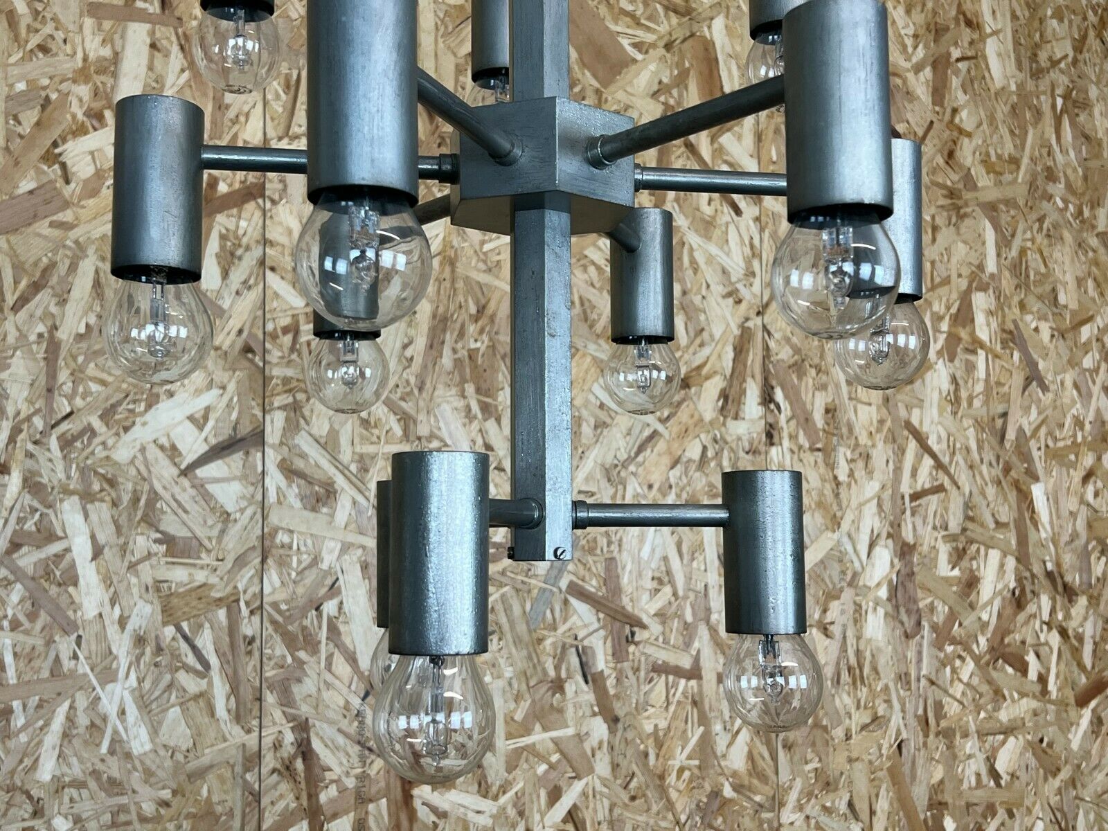 XL 60s 70s Chandelier Chandelier Pendant Lamp Chrome & Metal Design 60s 70s