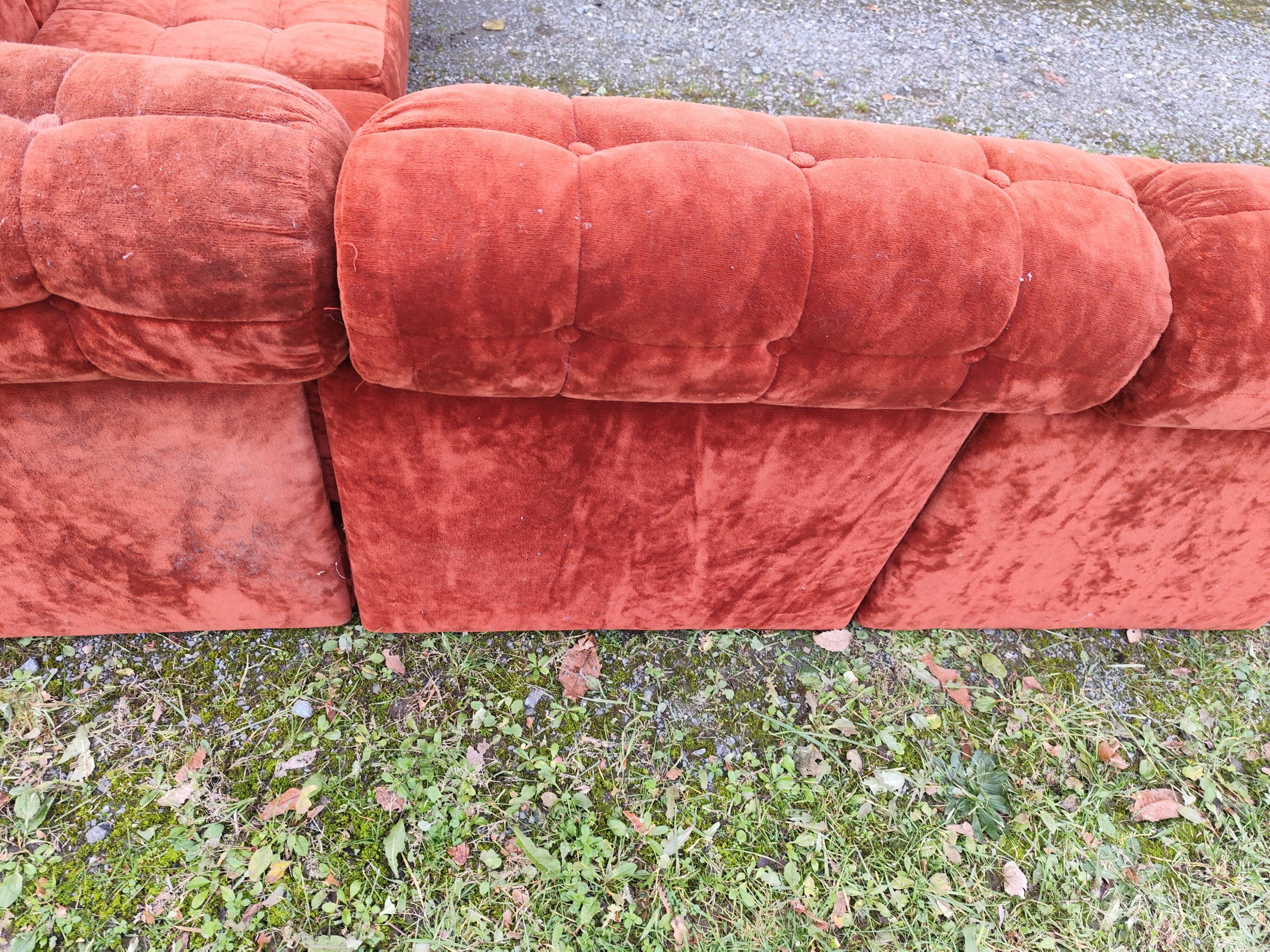 Modular velvet sofa bench 5 blocks