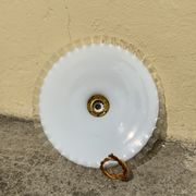 Vintage suspension in opaline glass shape pleated handkerchief Diameter 24 cm brass claw