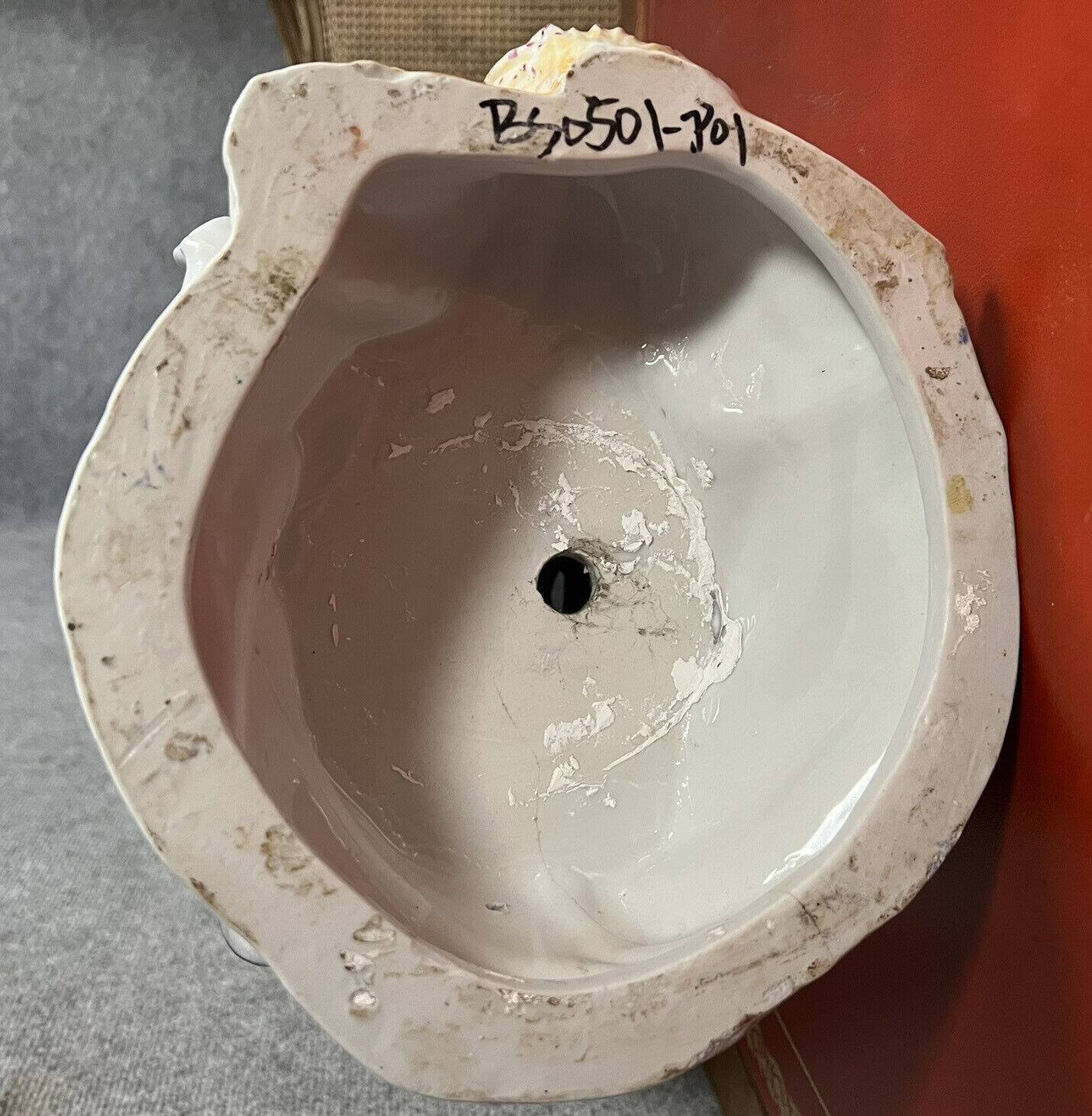 Vintage porcelain dolphin and shell vase circa 1960