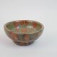 Small bowl in water green glazed ceramic with coral pink pattern
