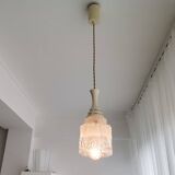 Small mid century clear glass hanging lamp