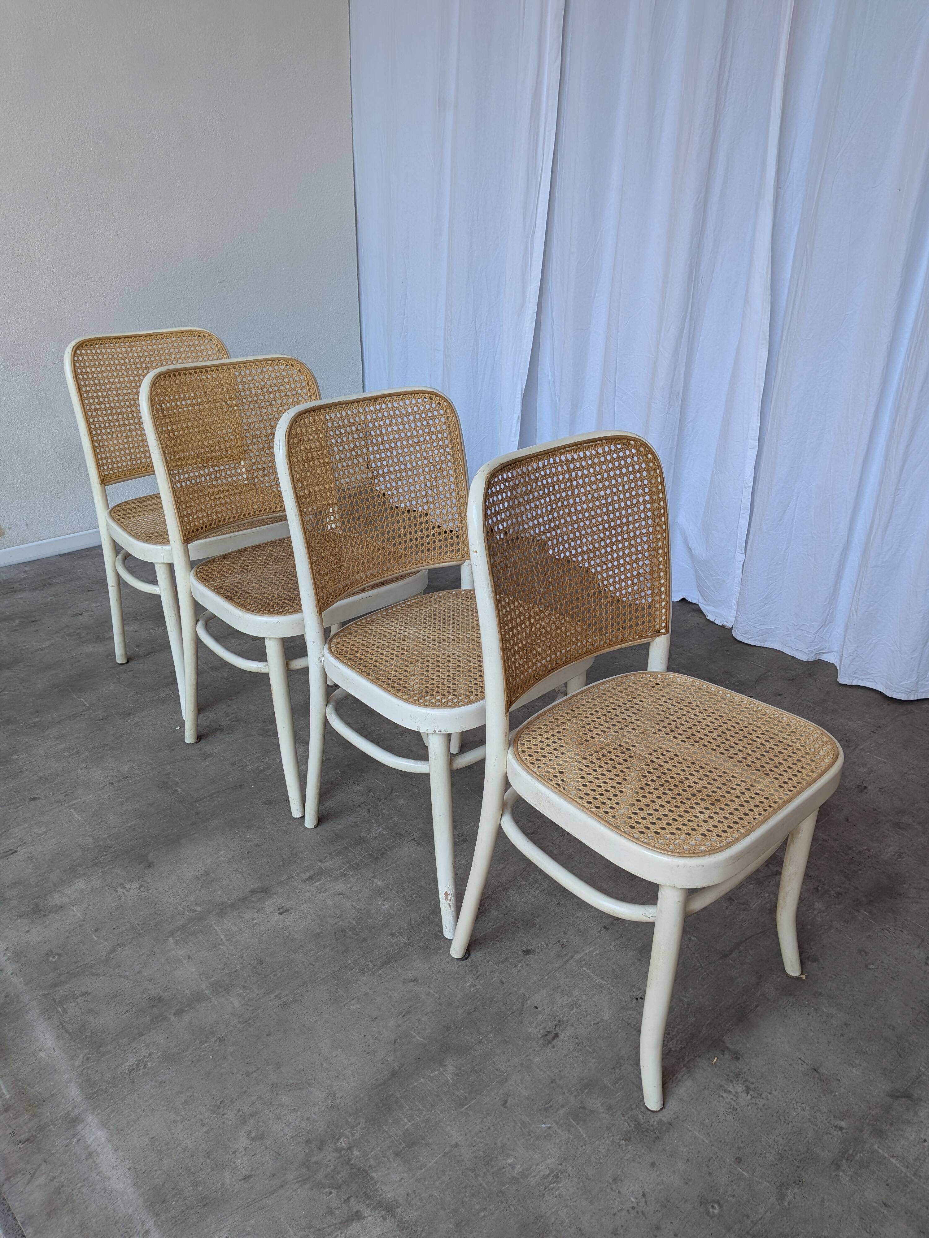 Set of 4 Thonet Style 811 Cane Chair: Josef Hoffman Mid-Century Modern Furn