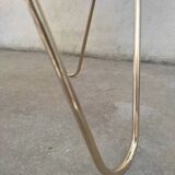 Synthetic fur stool with golden feet