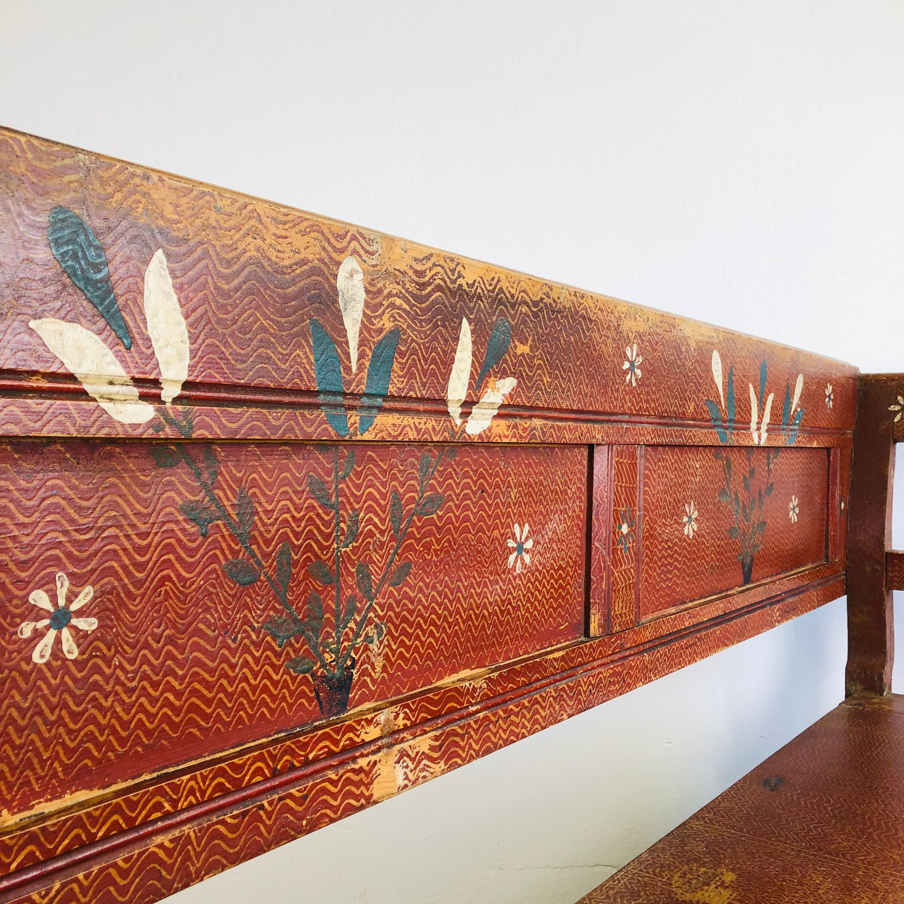 Antique painted wooden valve bench
