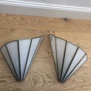 Pair of wall lights in glass paste, handmade.