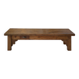 Solid elm coffee table with 2 small drawers, 1950s
