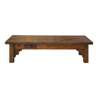 Table basse en orme massif 2 petits tiroirs 1950's