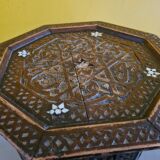 Old oriental wooden side table with mother of pearl, 1st half 20th century