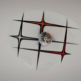 Modernist Czechoslovakian Zukov pendant light, geometric pattern, 1960