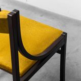 Set 6 chaises tissu jaune bois 1960s vintage modernisme