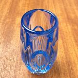 Blue glass vase model 914 mid-century by Rudolf Schröter for Rosice, 1950s