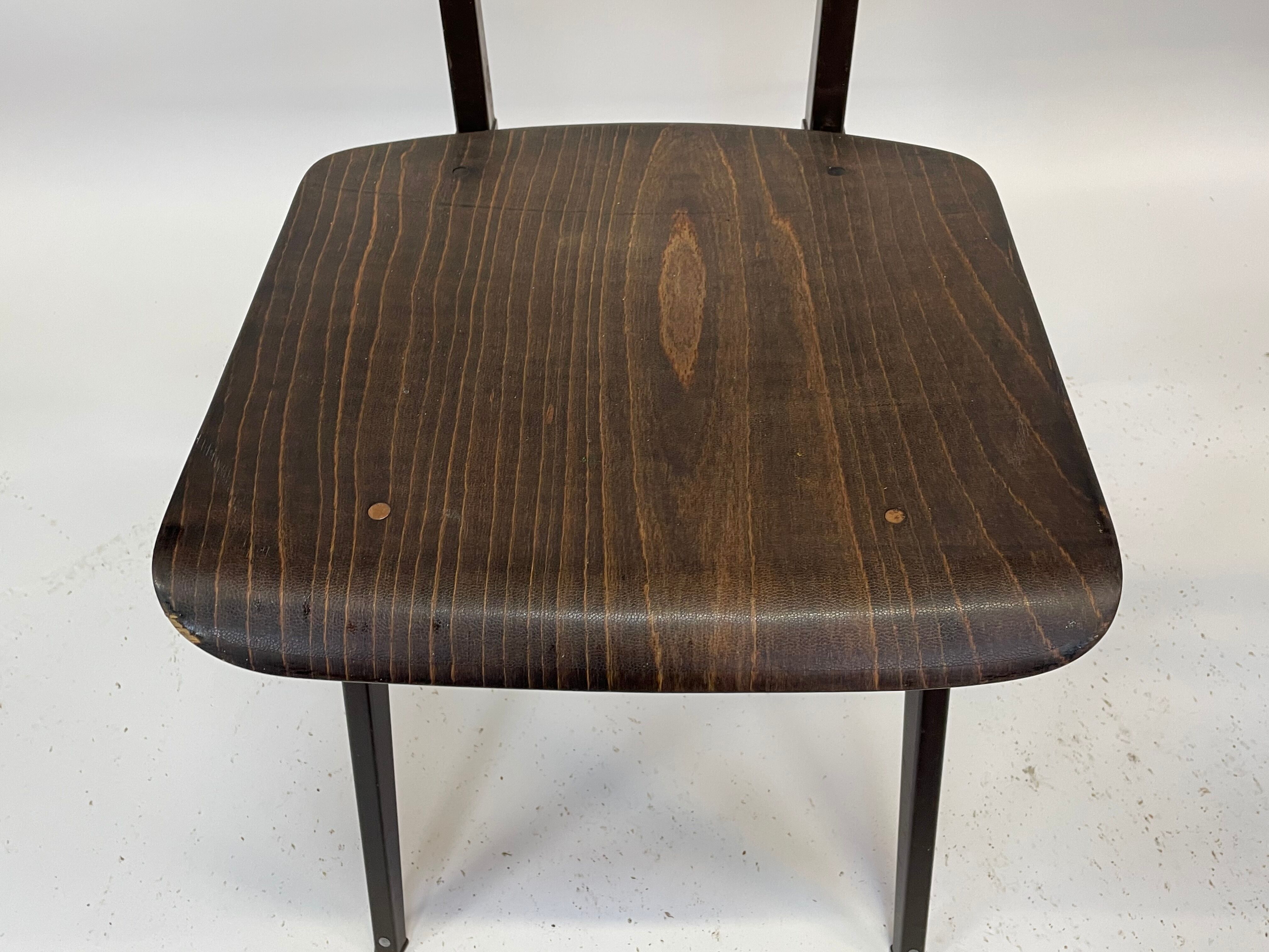 Lot de 4 chaises d’école vintage Galvanitas S16 Pays-Bas