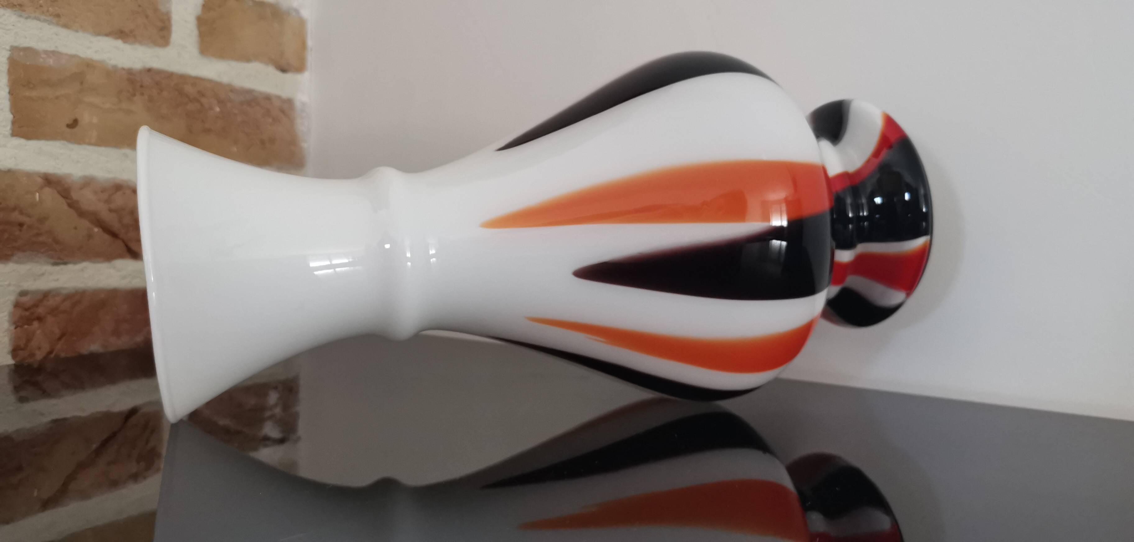 Vintage Italian pop art blown soliflore vase from the 70s in opaline