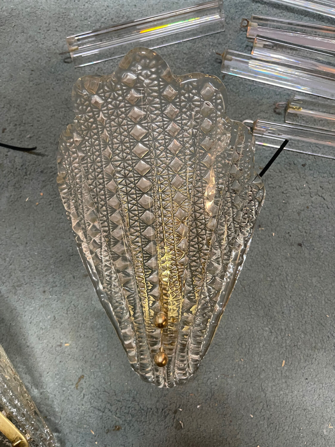 Appliques en verre de Murano Art Déco, ensemble de 2