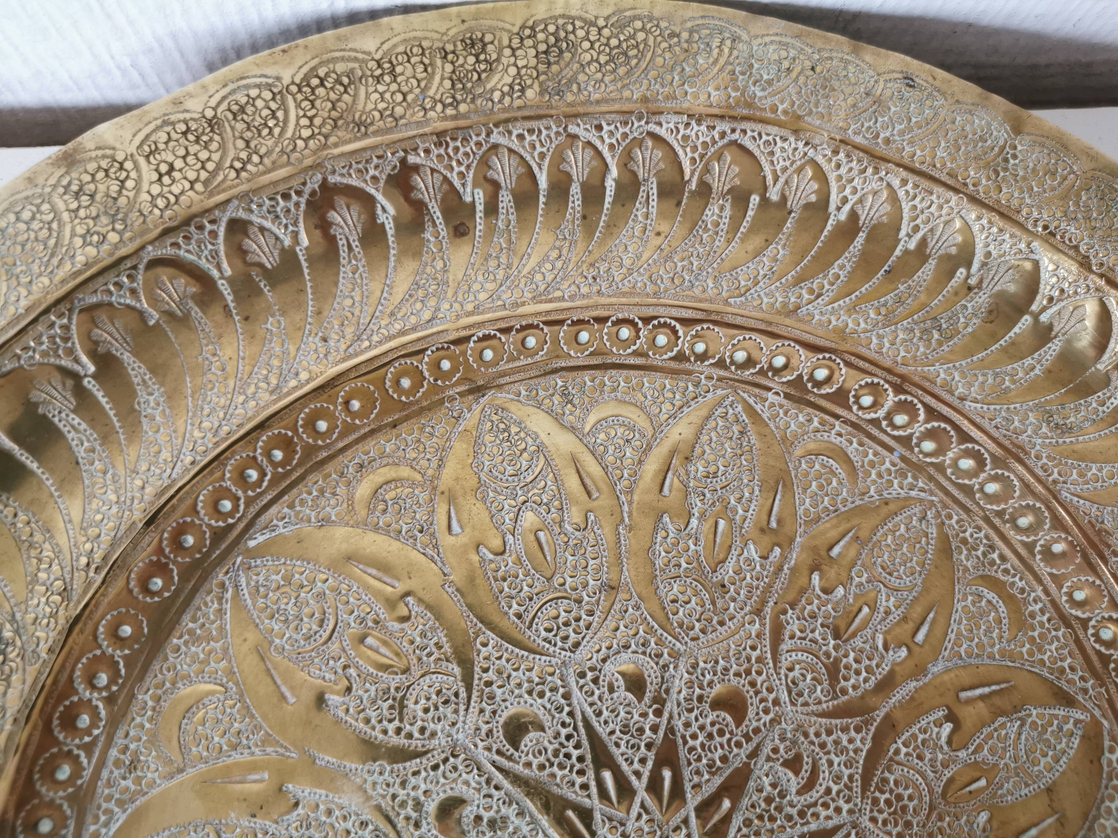 Moroccan copper/brass engraved serving tray