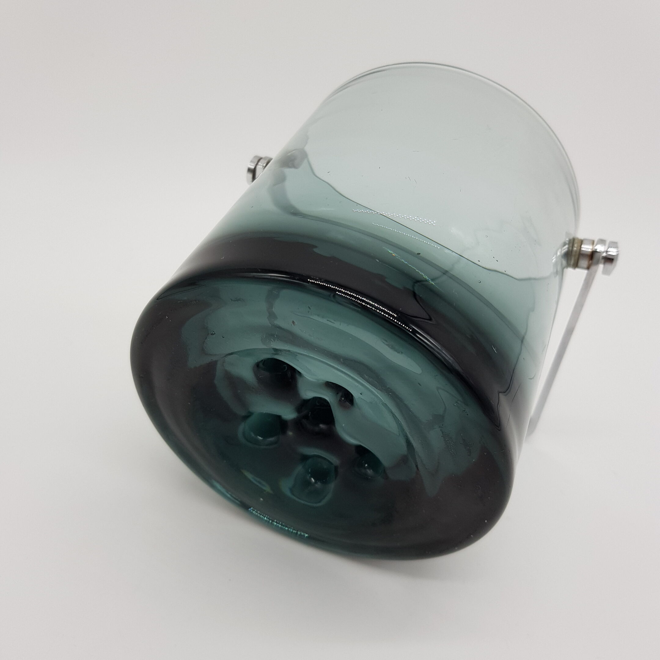 Bucket with ice cubes in vintage smoked glass