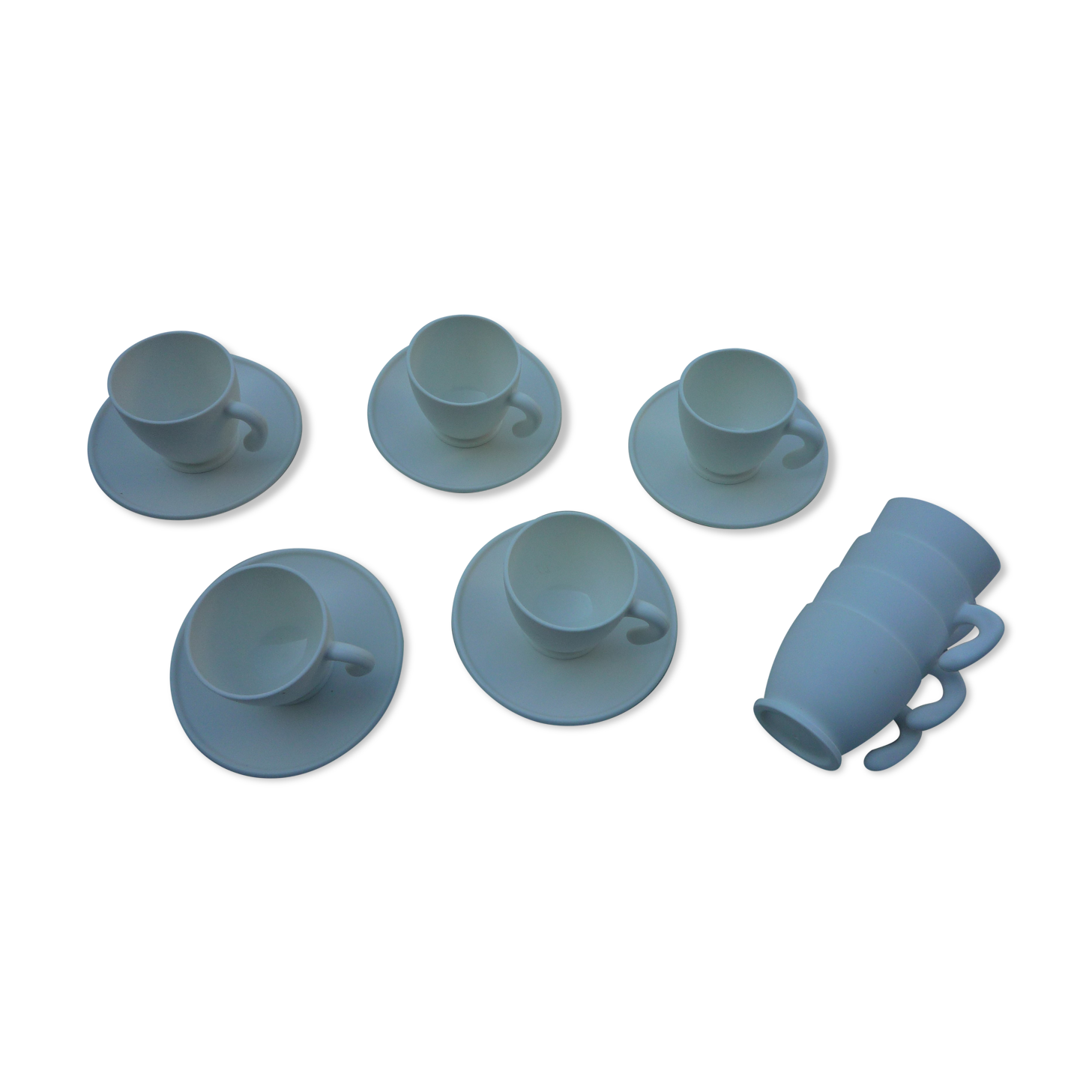 Set of Guzzini cups in white plastic, Italian design