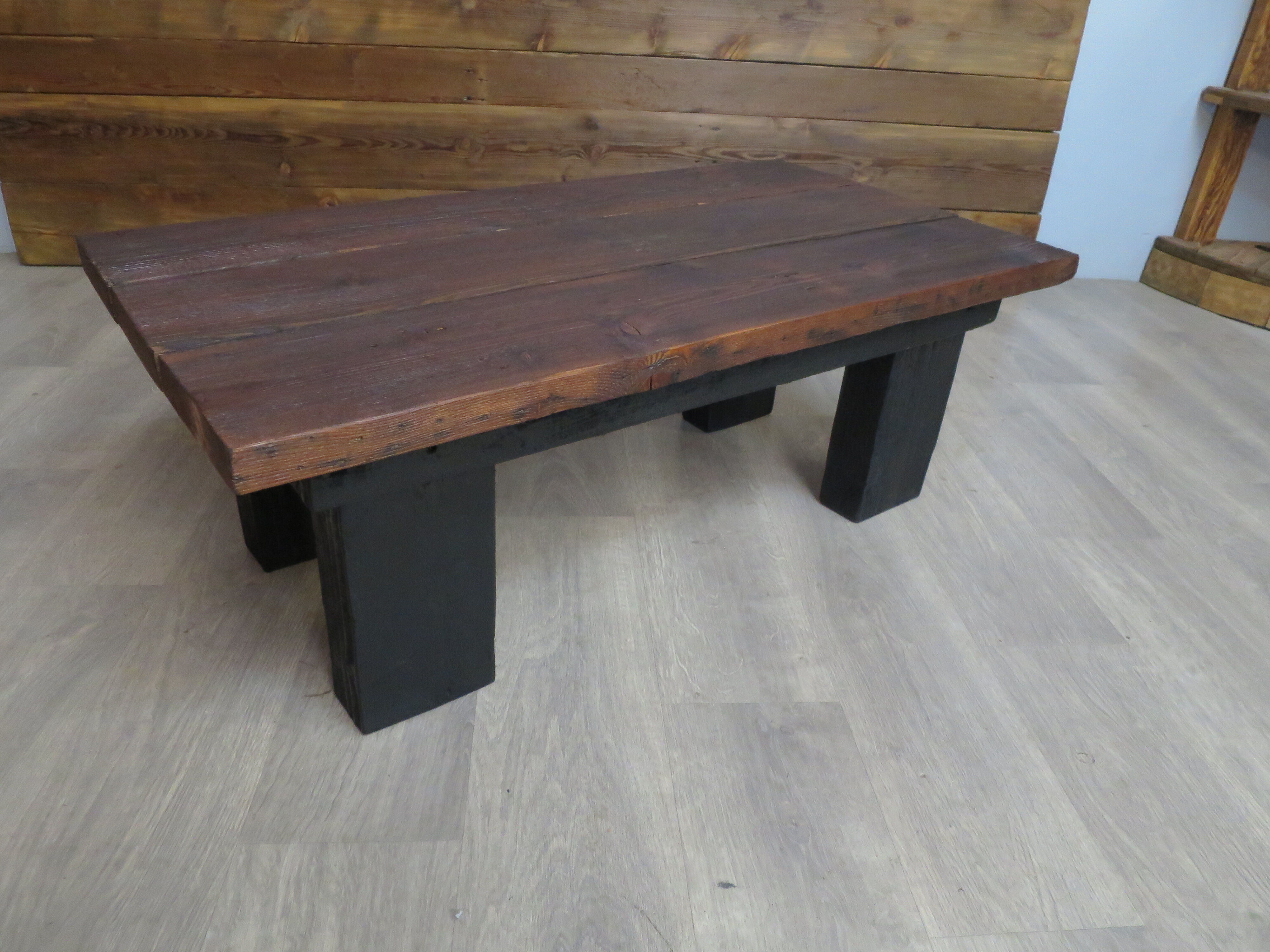 Dark solid wood farmhouse table