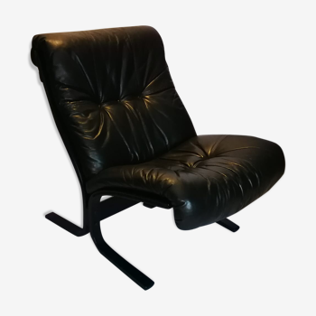 Scandinavian leather low chair