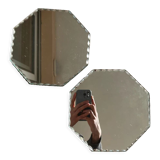 Pair of beveled octagonal mirrors