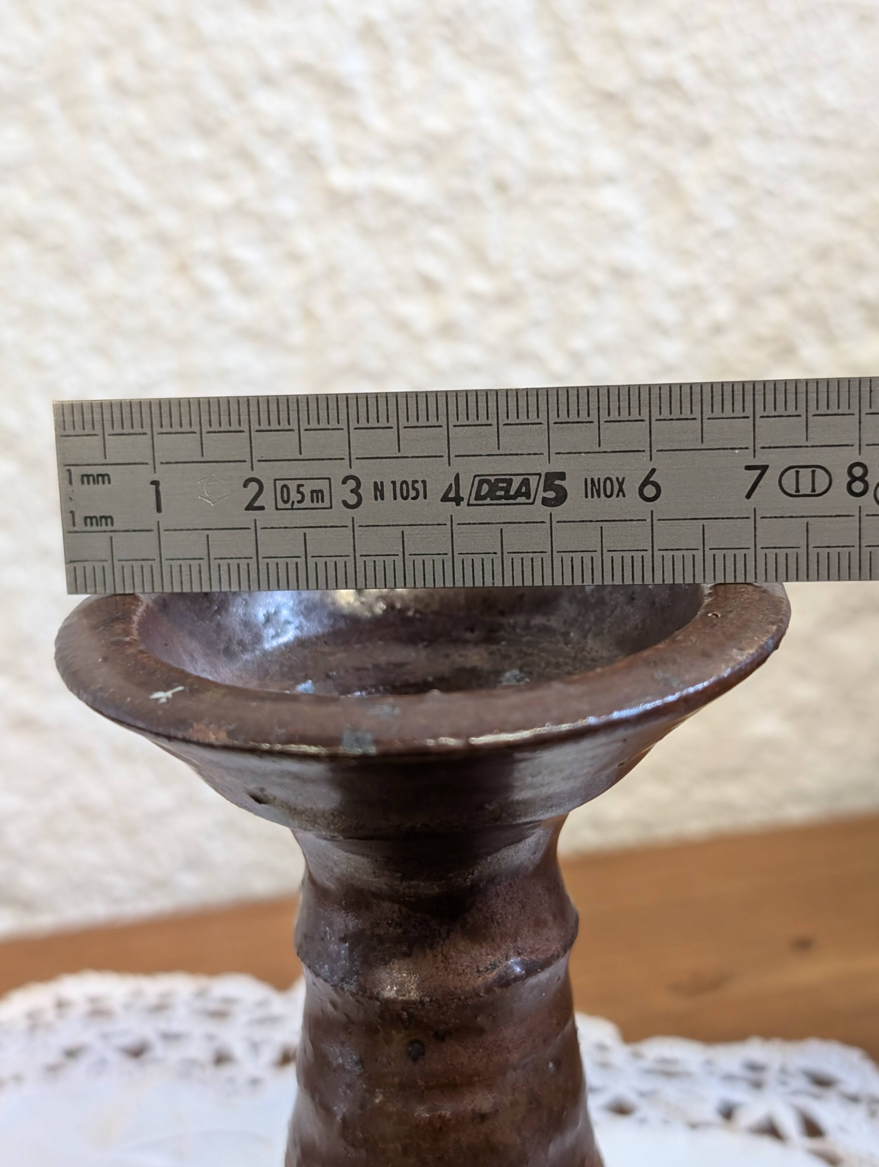 Vintage stoneware candlestick