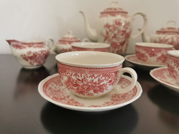 Service à café et thé ancien rouge Villeroy & Boch Saar Allemagne