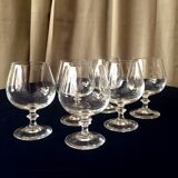 Suite of 6 glasses with crystal cognac