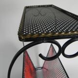 Vintage steel side table with magazine rack, 1950s.