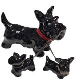 3 small ceramic dogs