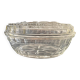 Oval molded glass butter dish