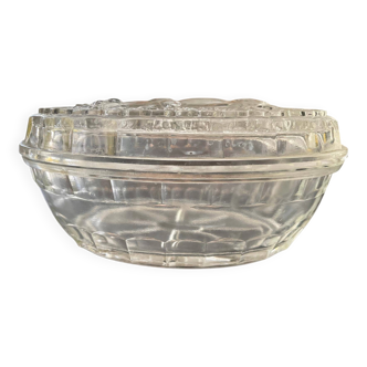 Oval molded glass butter dish