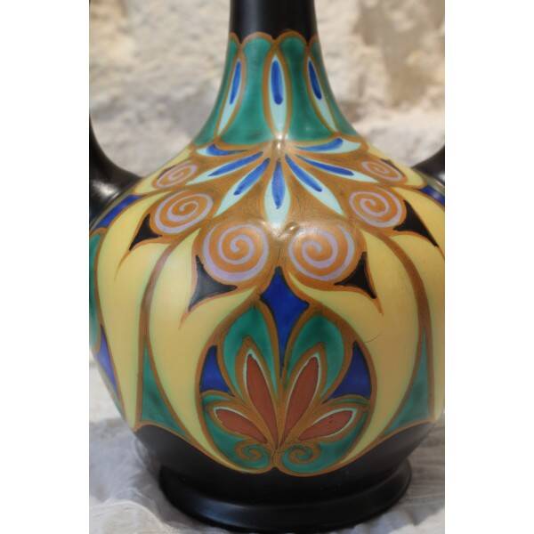 Vase en céramique émaillée de la faïencerie de Gouda, Pays-Bas, Hollande, vers 1930