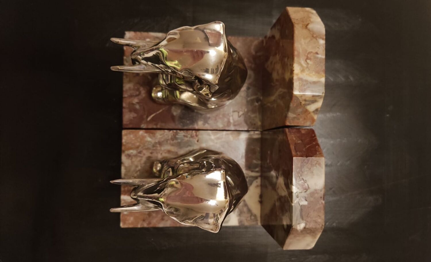 Art Deco elephant bookends in silver regulation