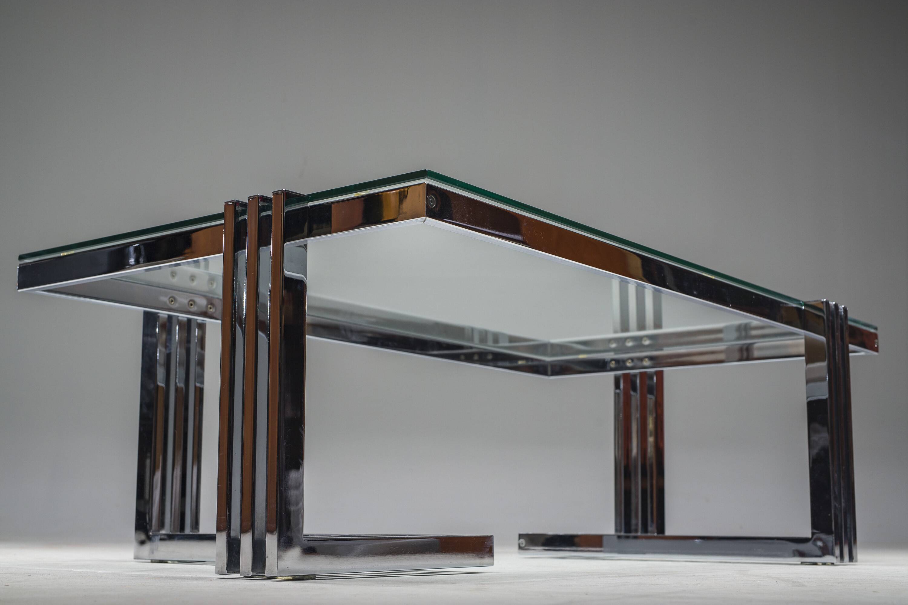 Vintage Coffee Table in Chrome and Glass, 1960s