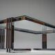Table basse vintage en chrome et verre, années 1960