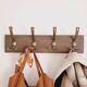 Rustic style wall coat rack – 50 cm – 4 metal hooks – Stained wood