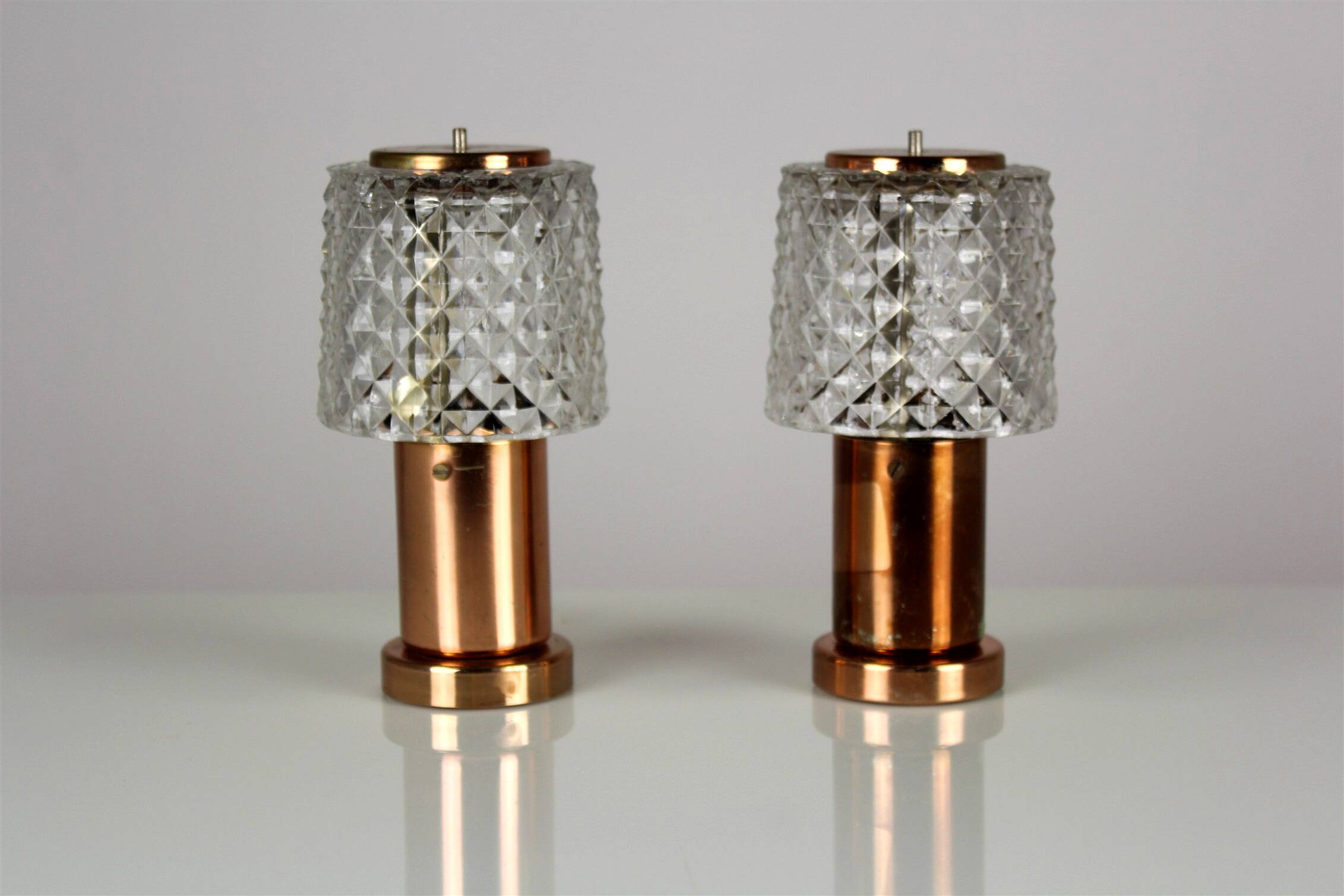 Copper Table Lamps from Kamenicky Senov, 1970s, Set of 2