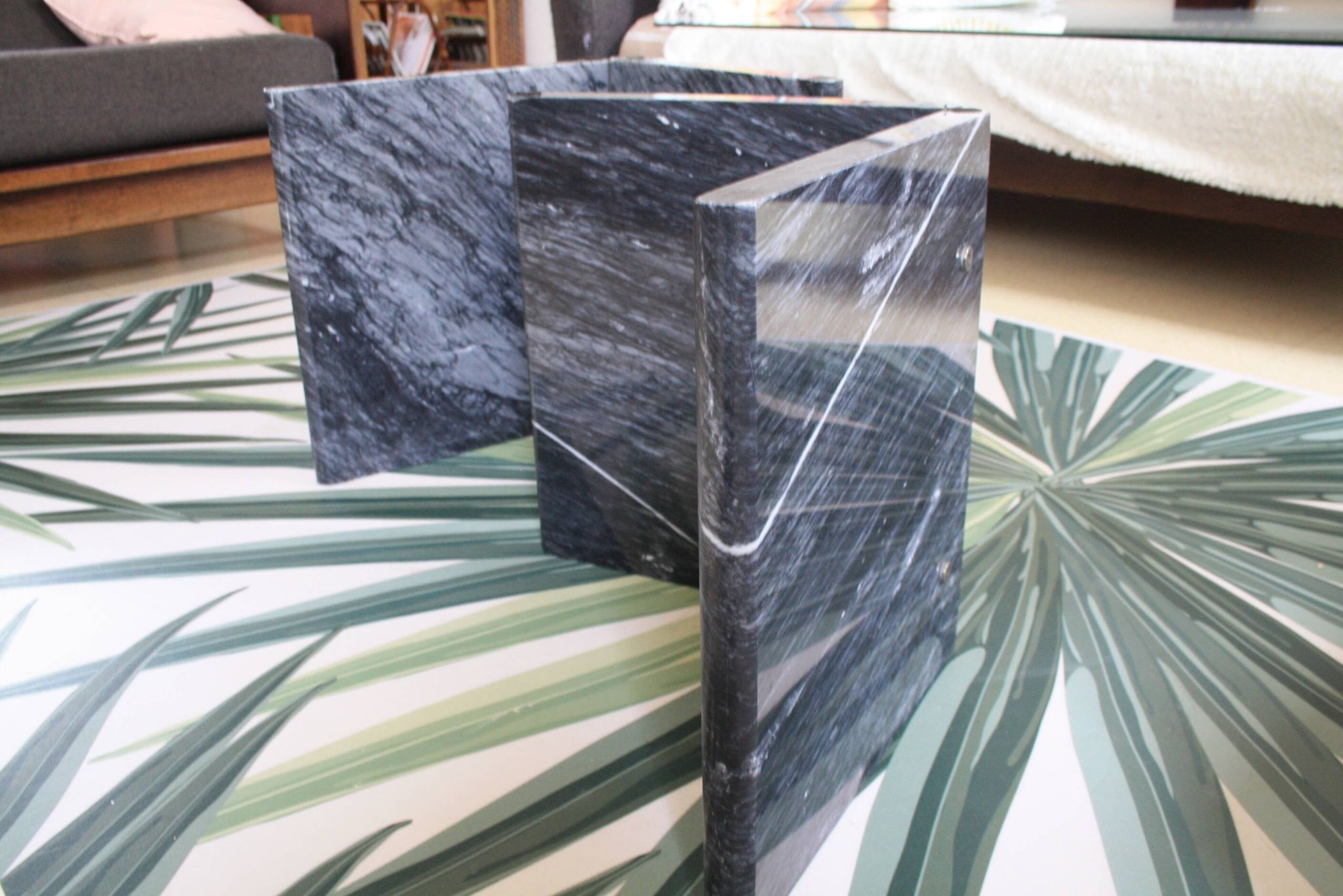 Ikea marble and glass coffee table 1980