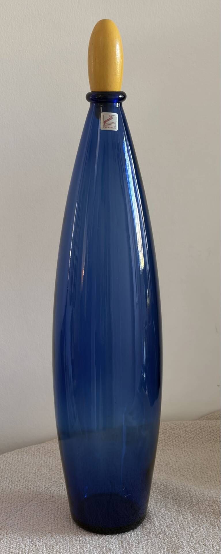 Large Vintage Cobalt Blue Art Glass Carafe by Zwiesel Glas – Mid-Centu