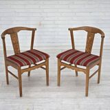 1960s, pair of Danish dining chairs, solid oak wood, furniture wool.