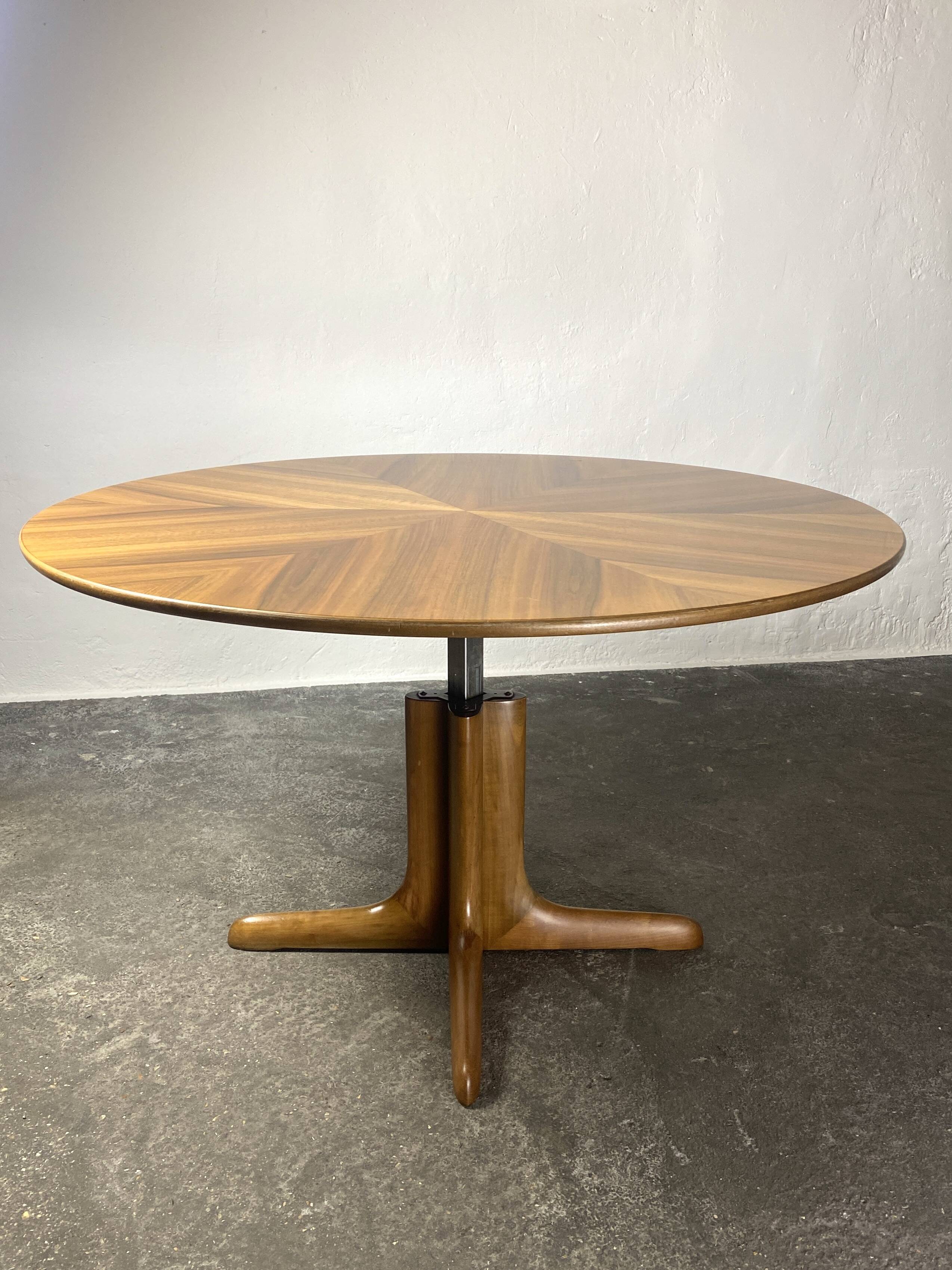Adjustable table, Scandinavian, walnut, 1960 “Mount and Lower”.
