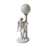 Ceramic woman lamp and opaline globe year 80