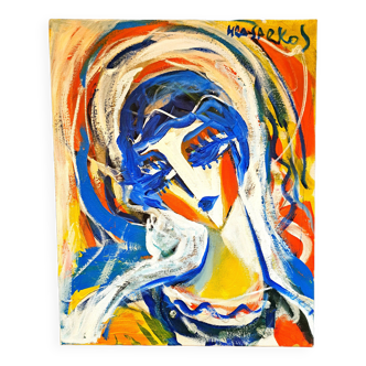 representation of women by the artist Hrasarkos (1975) - Acrylic on canvas